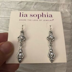 Lia Sophia Silver and Crystal Drop Earings